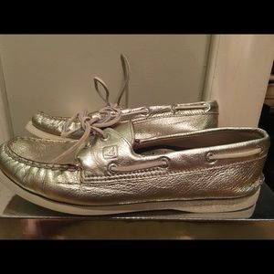Women's Gold Authentic Sperry Topsiders