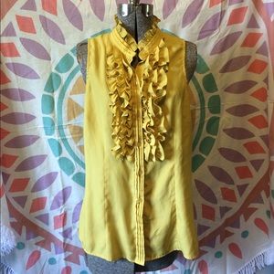 Mustard sleeveless ruffled top