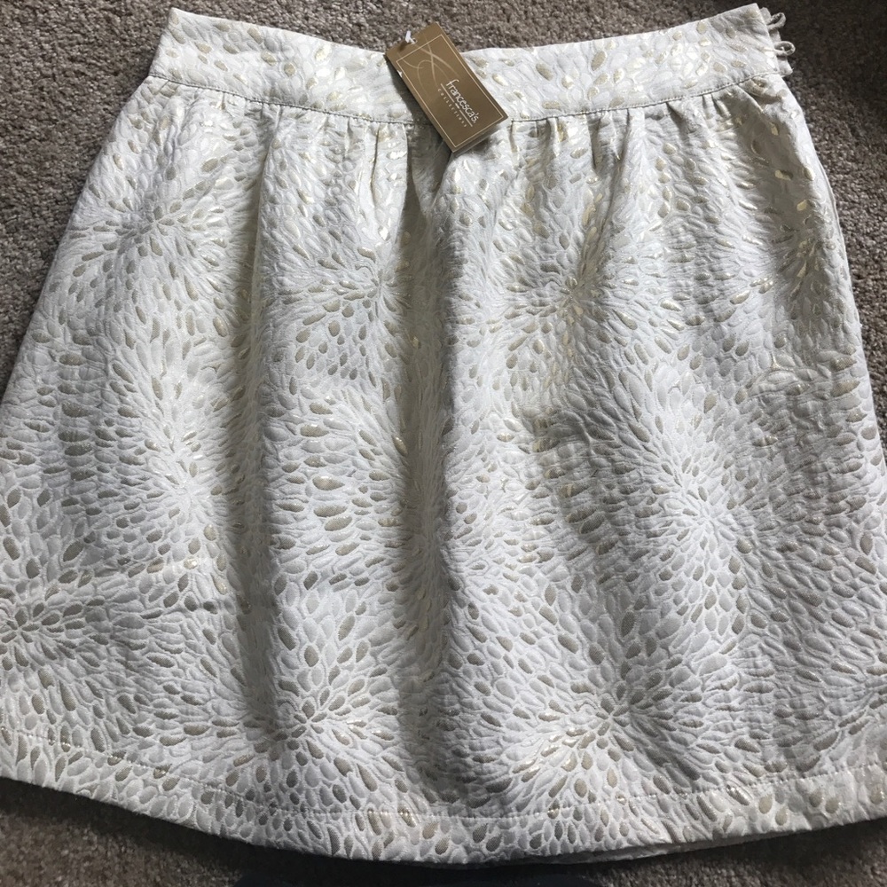 NWT Francesca's ivory gold skirt Large