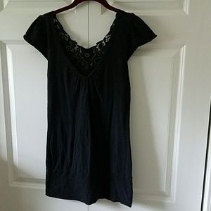 Black T-shirt with Lace on Back