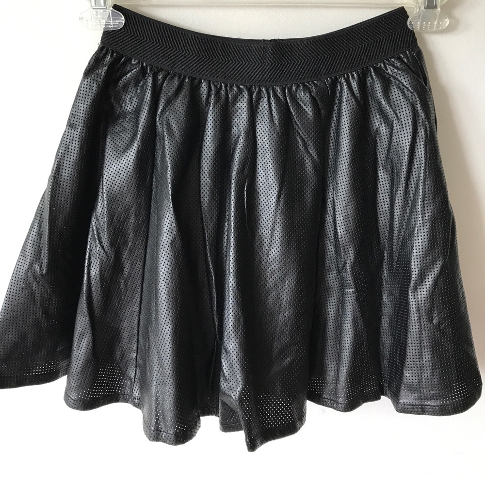 silence + noise Black Vegan Leather Skater Skirt