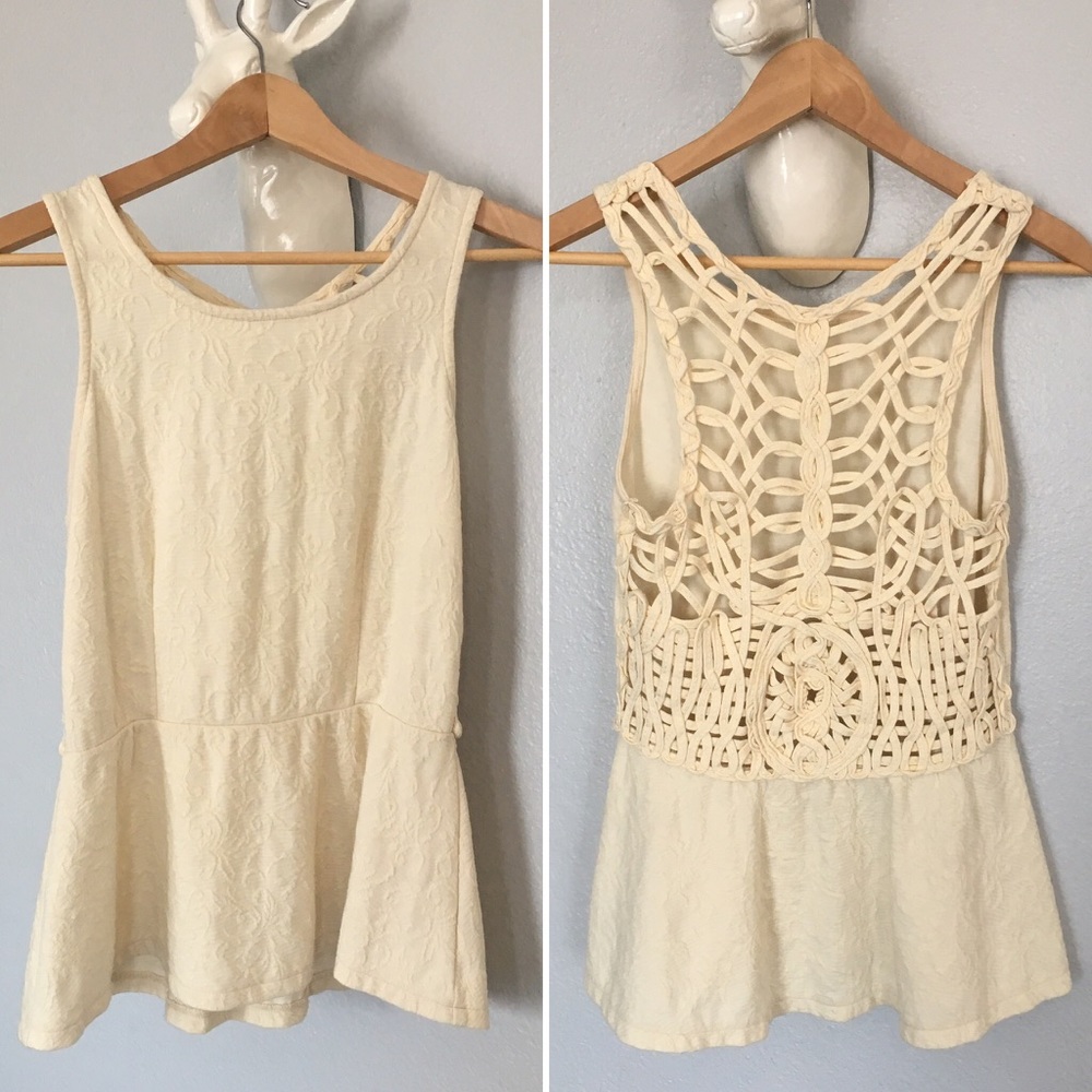Free People Crochet Peplum Top