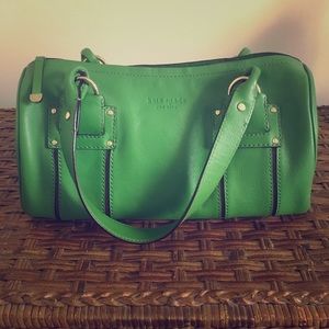 Kelly green leather kate spade barrel purse