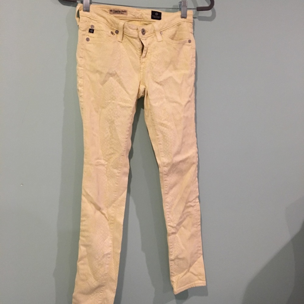 AG ADRIANO GOLDSCHMIED yellow snake-print jeans