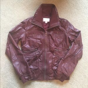 Xhilaration Maroon Faux Leather Jacket