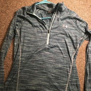 Women's blue under armour 1/2 zip long sleeved top
