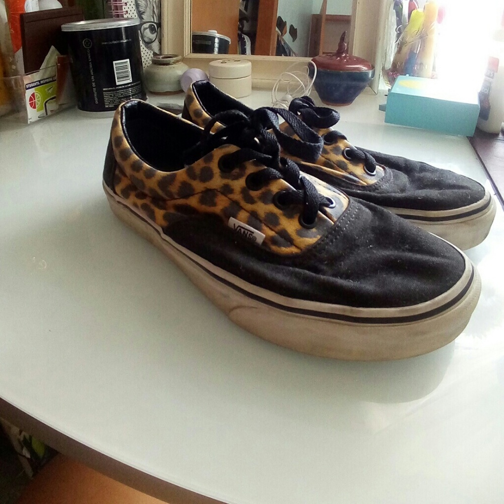 Black VANS with cheetah print