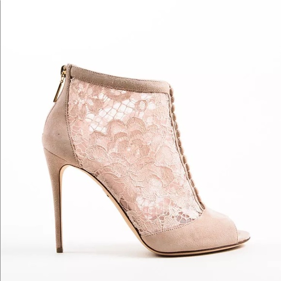 Dolce&Gabbana Suede Lace peep toe Booties - Picture 2 of 5
