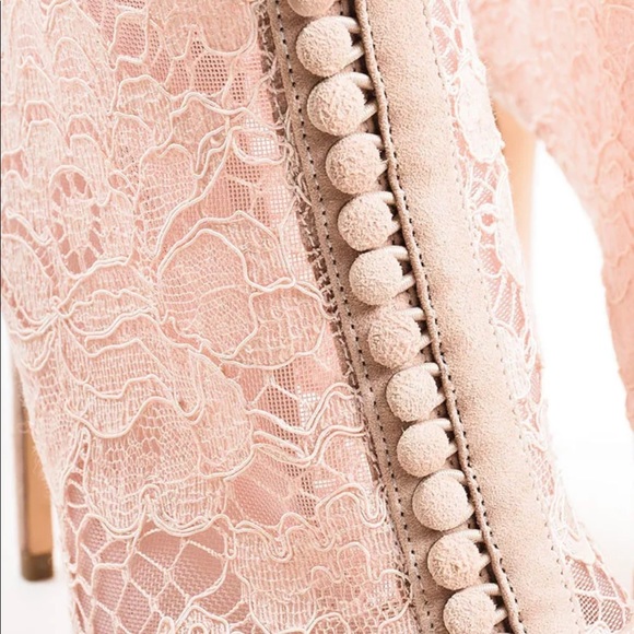 Dolce&Gabbana Suede Lace peep toe Booties - Picture 4 of 5