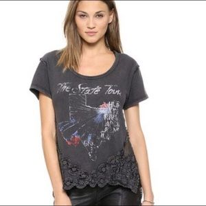 Free People Grapic Texas Stone Crochet Hi-Low Top