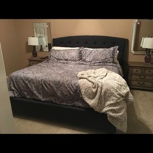 Dark Gray Upholstered Panel Bed