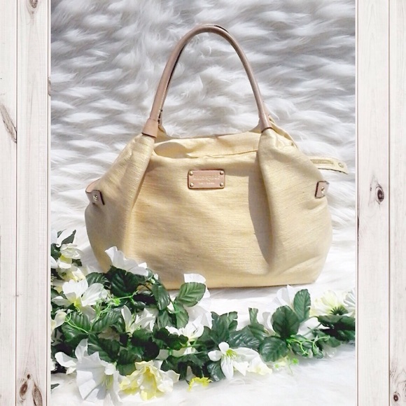 Vintage Kate Spade Blush Pink Beige Large Cloth Shoulder Bag Handbag Purse