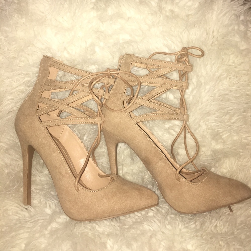 Charlotte Russe Nude Lace Up Heels