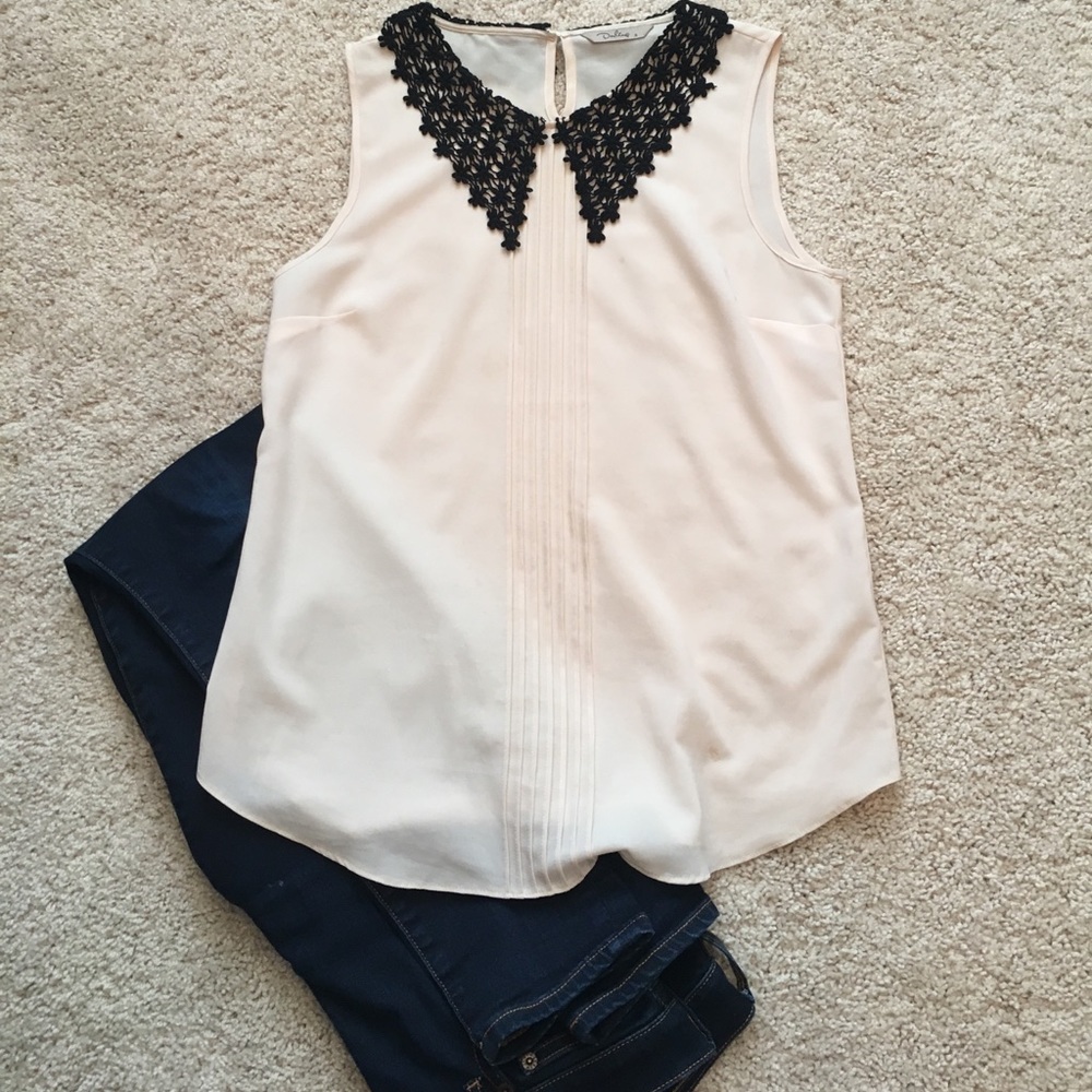 Anthropologie Silk Blouse with Lace Collar