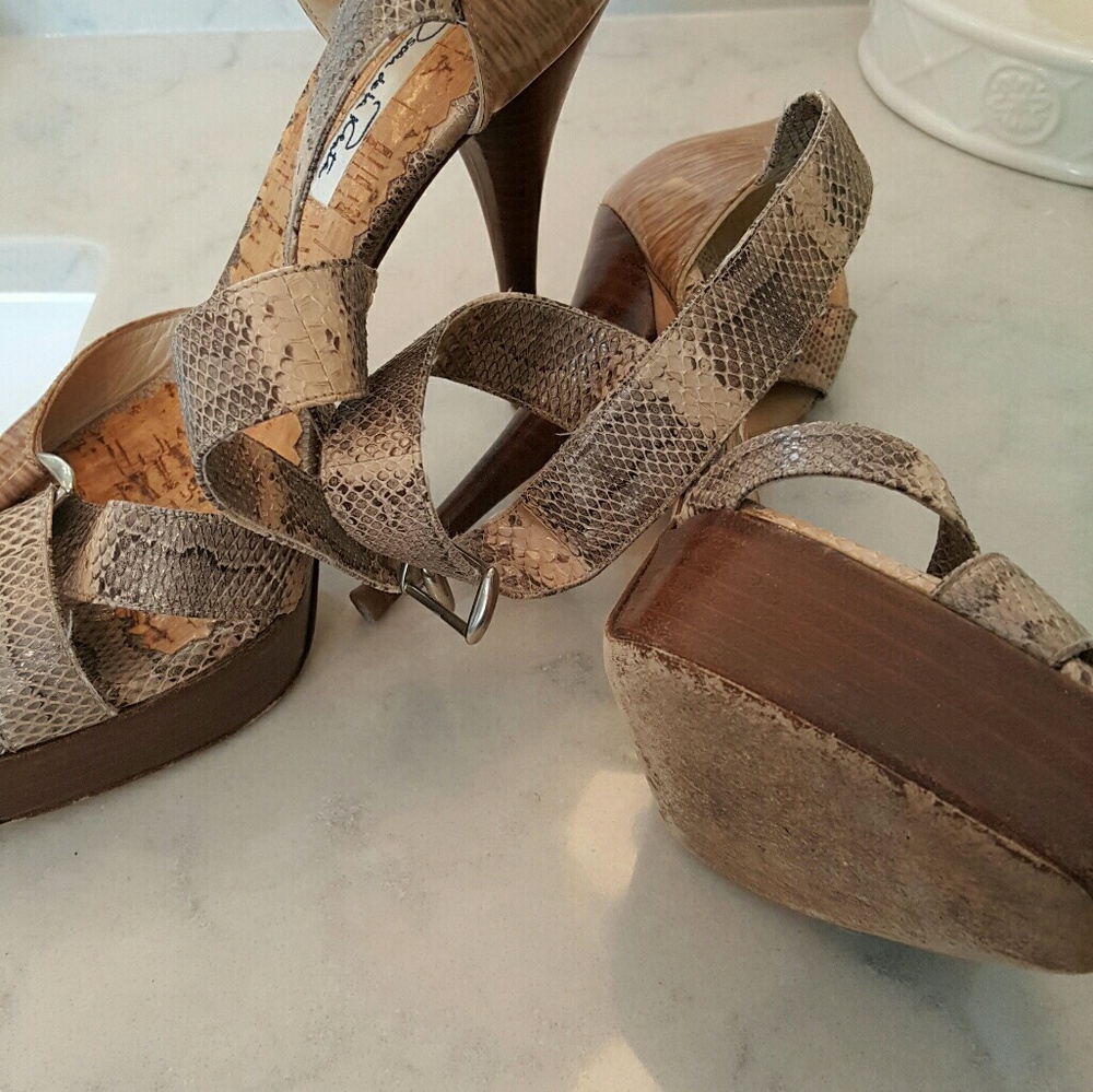 Oscar de la renta snake skin  high heels