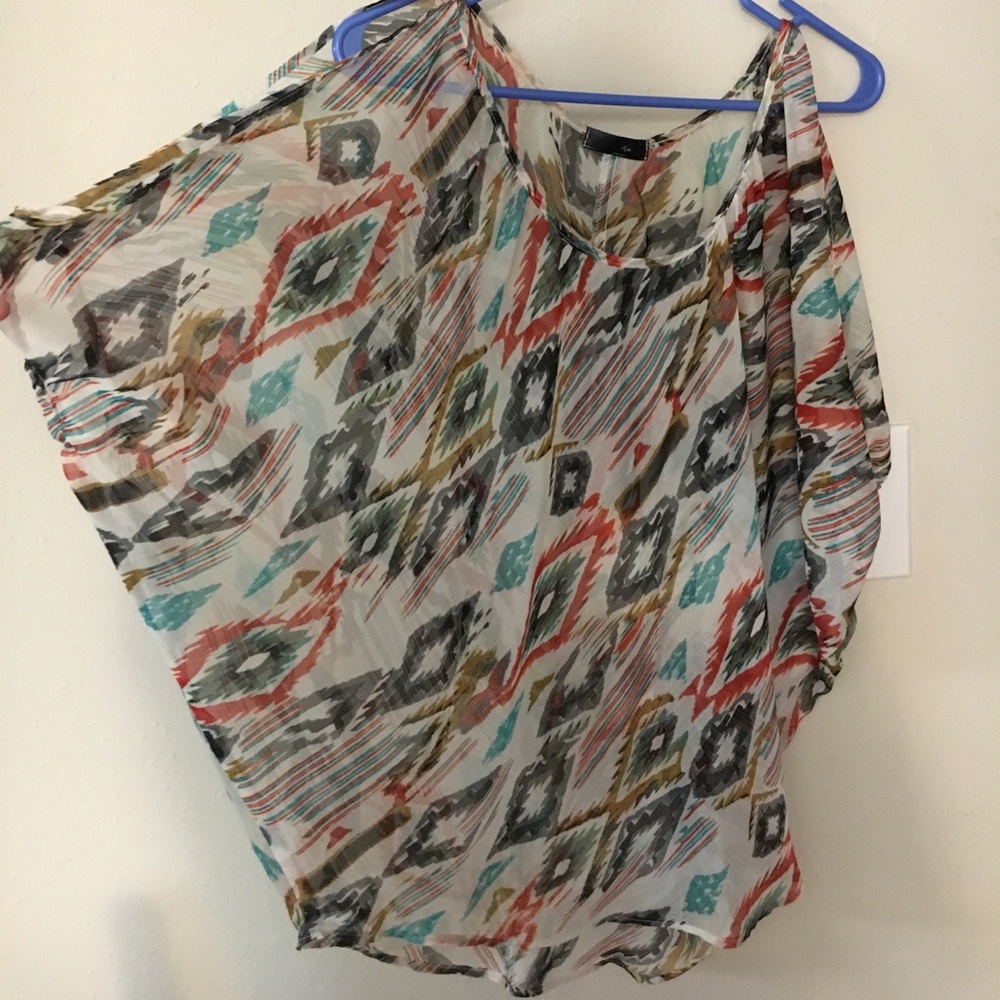 Multi colored, cold shoulder top