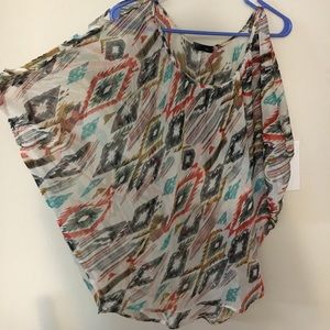 Multi colored, cold shoulder top