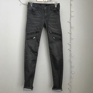 Grey Zara Moto Jeans