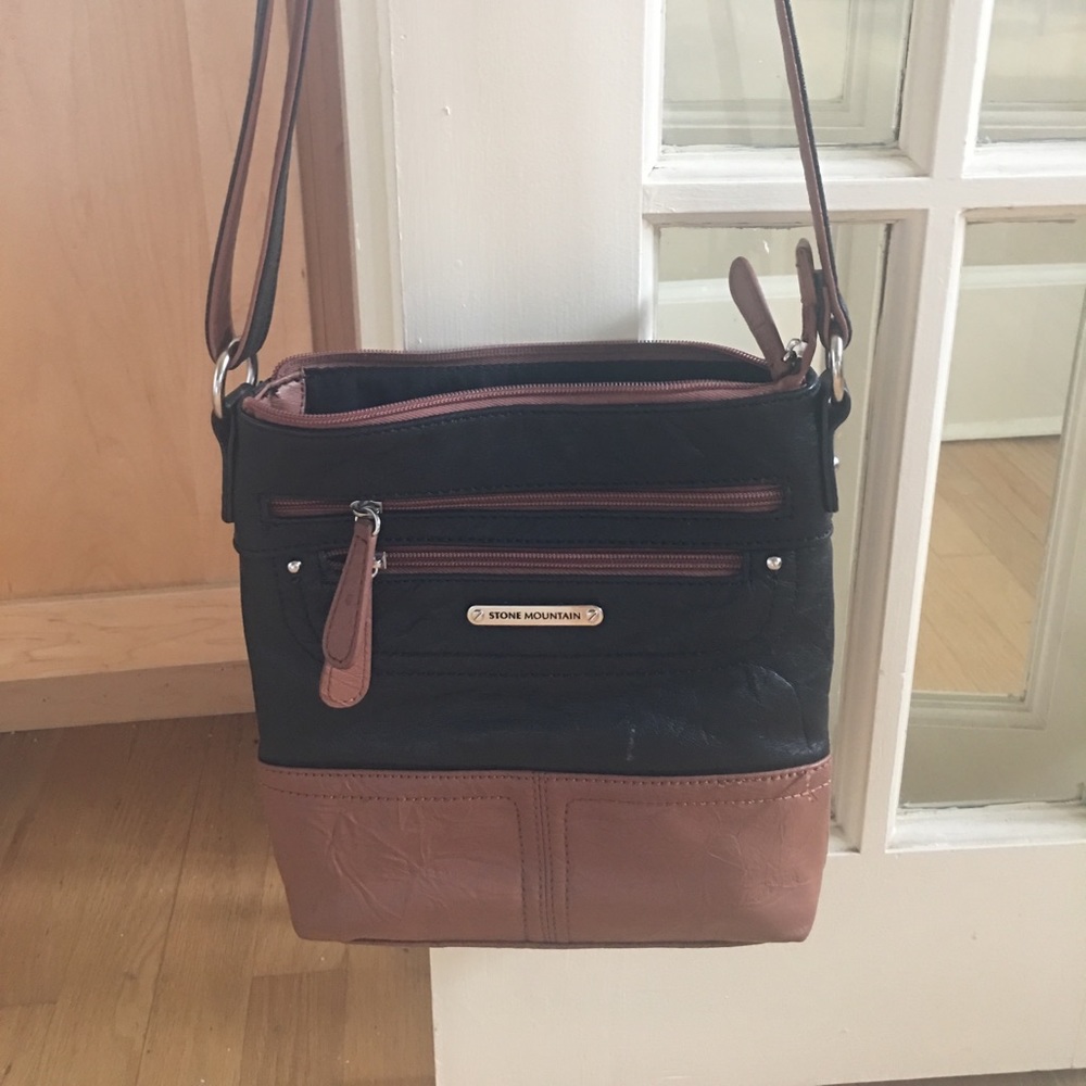 Brown and black crossbody bag