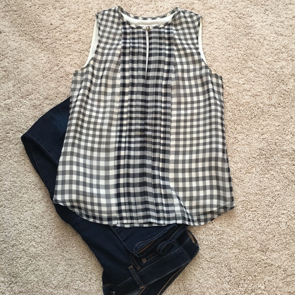 J. Crew Black and White Plaid Blouse