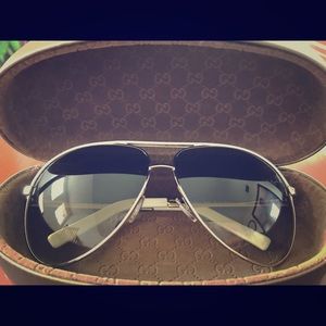 Gucci white aviator sunglass