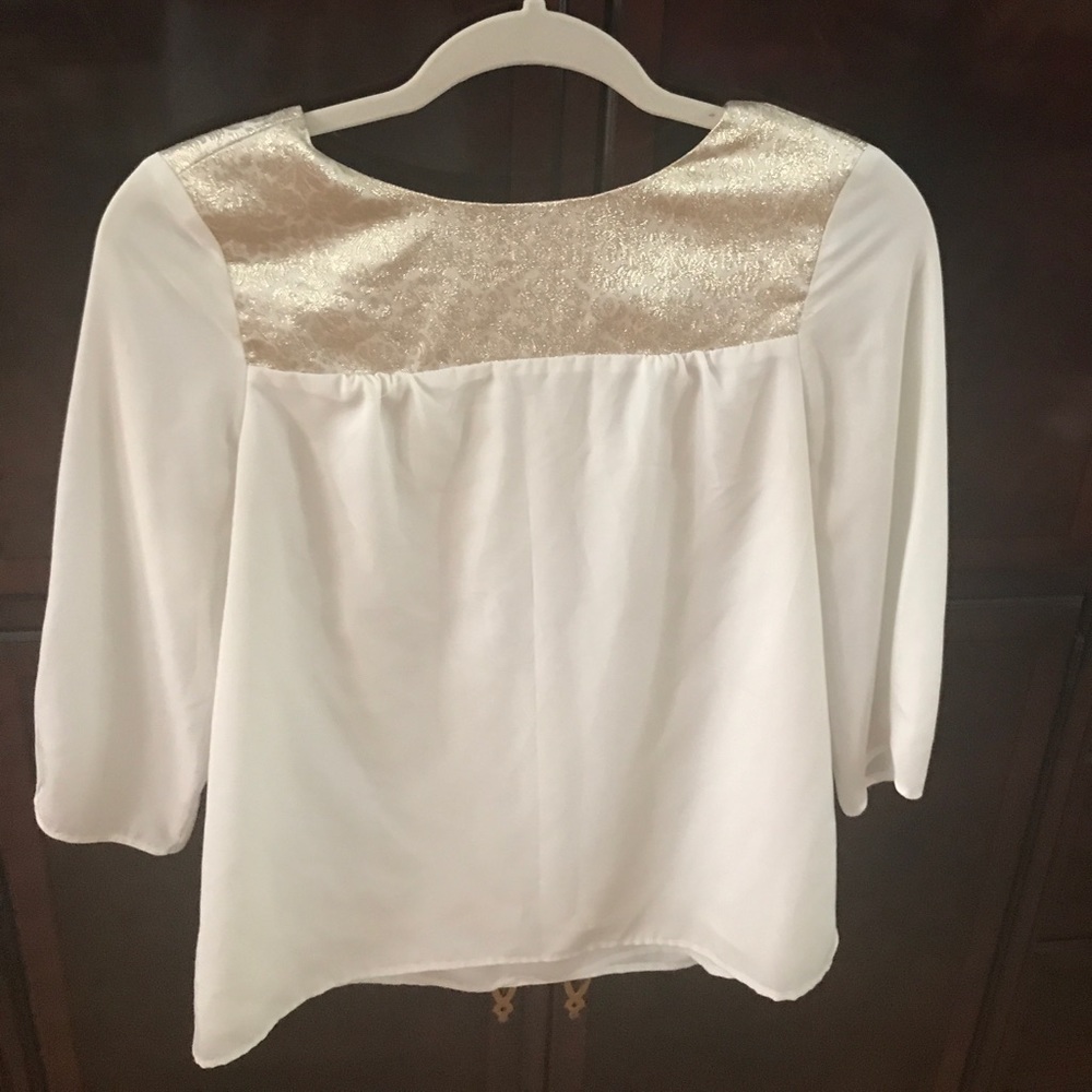 White and gold boutique blouse