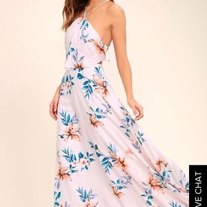 Lulu's Floral Print Maxi - Light Peach