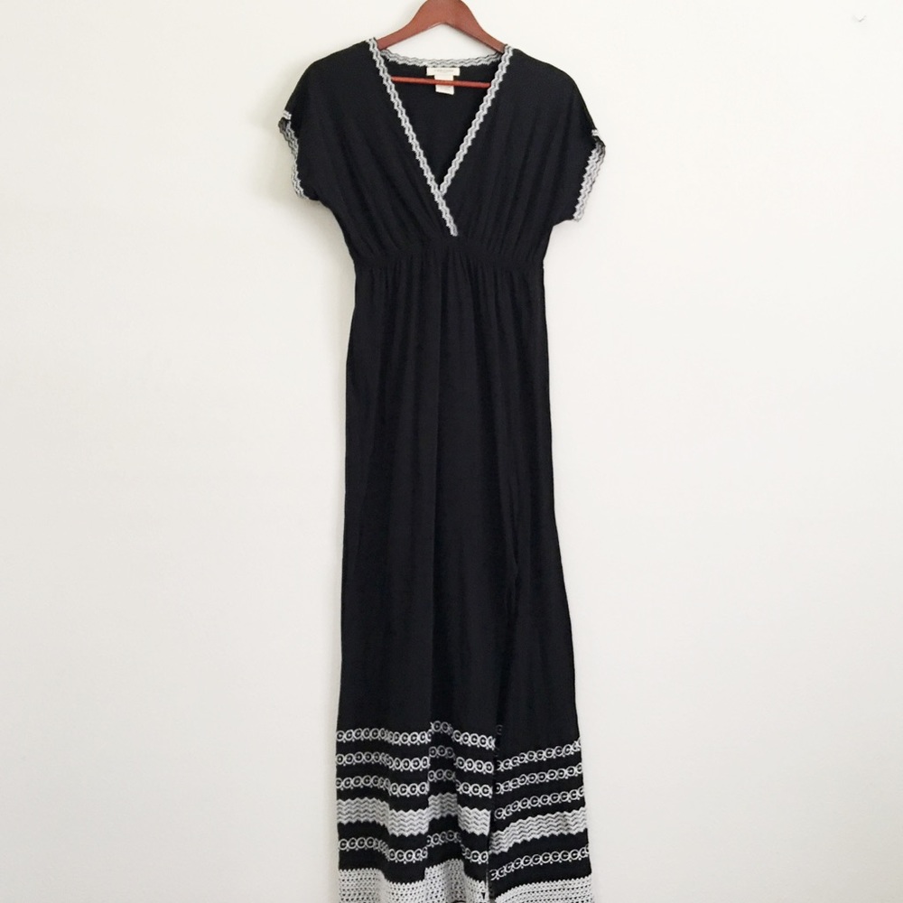 Embroidered Black Maxi Dress