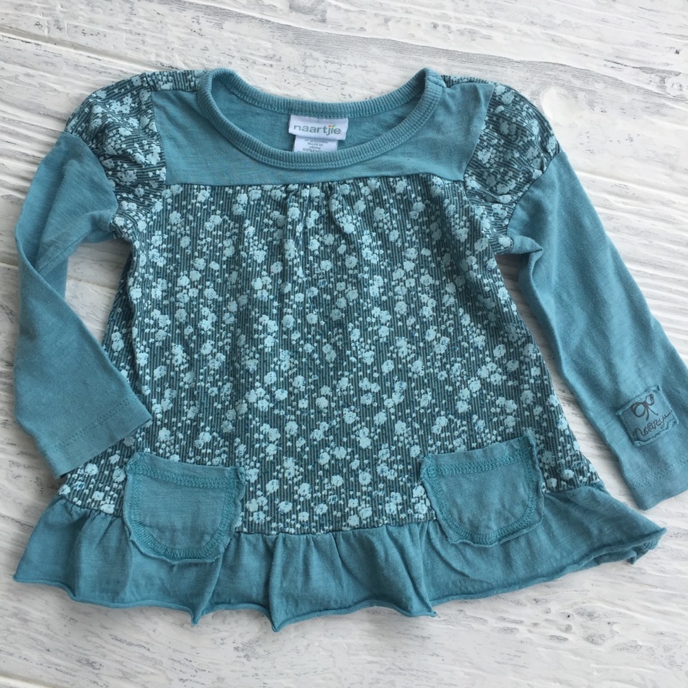Naartjie Turquoise Blue Floral Top
