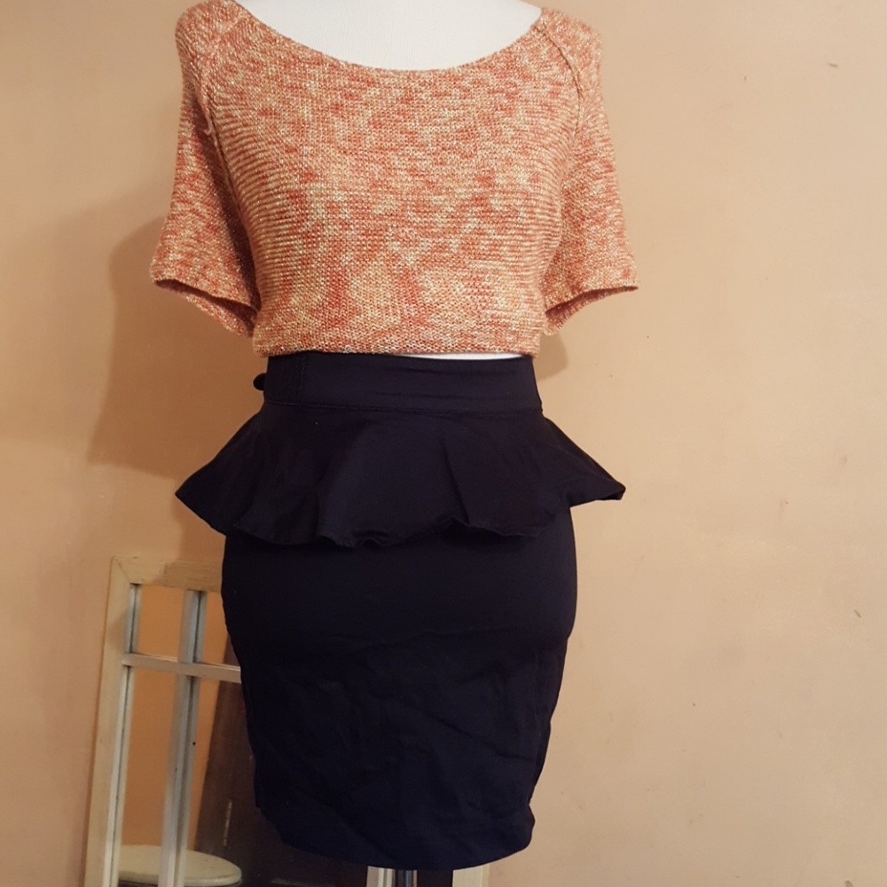 Black ruffle skirt