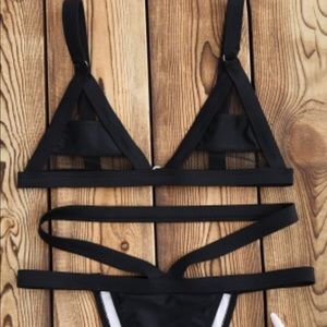 Zaful black mesh high waisted bikini