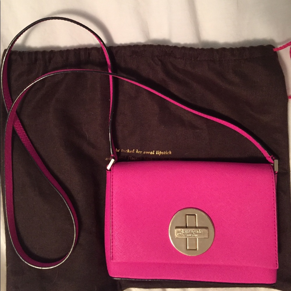 kate spade leather crossbody- hot pink