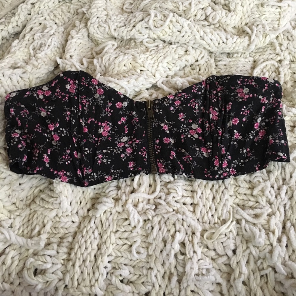 Sparkle & Fade Floral Front-Zip Bandeau (LIKE NEW)