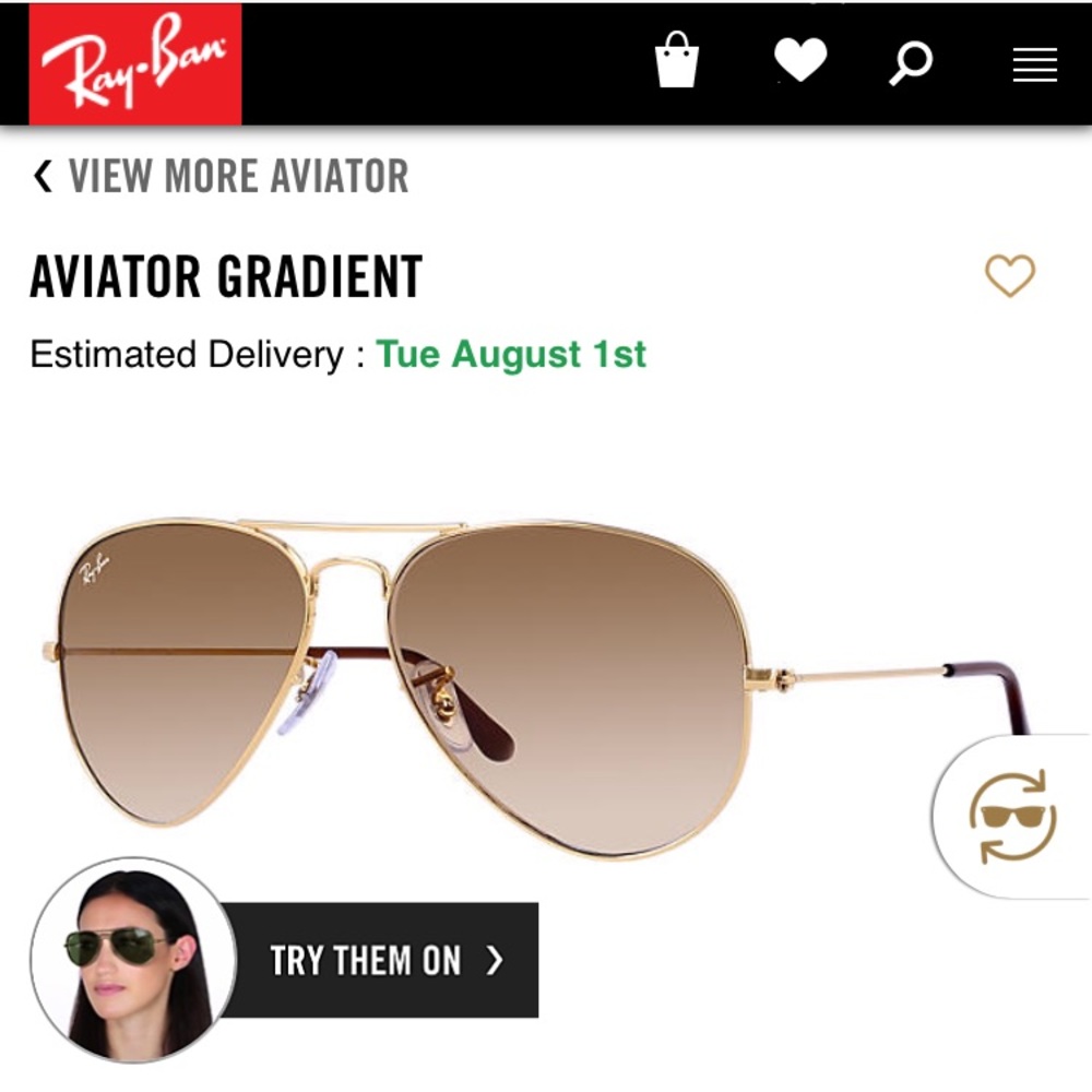 Ray-Ban Brown/Gold Gradient Aviator Sunglasses