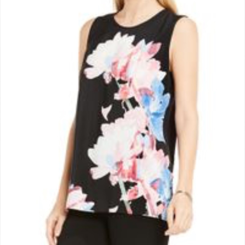 Vince Camuto top size PS black with floral NWT