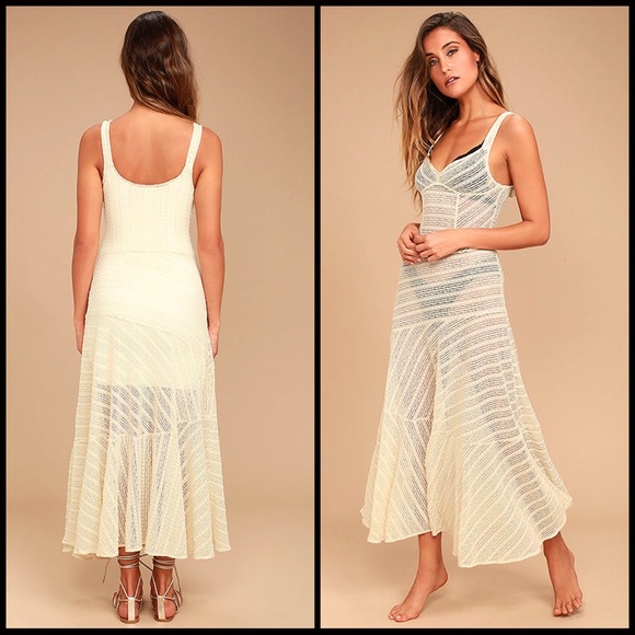 ❌SOLD❌FREE PEOPLE IVORY LACE SLIP MAXI DRESS - Picture 2 of 8