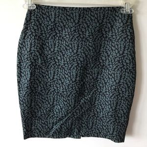 LOFT Forest Green Leaves Pencil Skirt