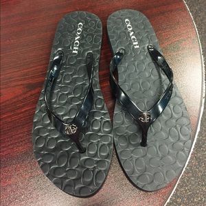 Brand new Coach flip flops, black sz 10B can fit 9