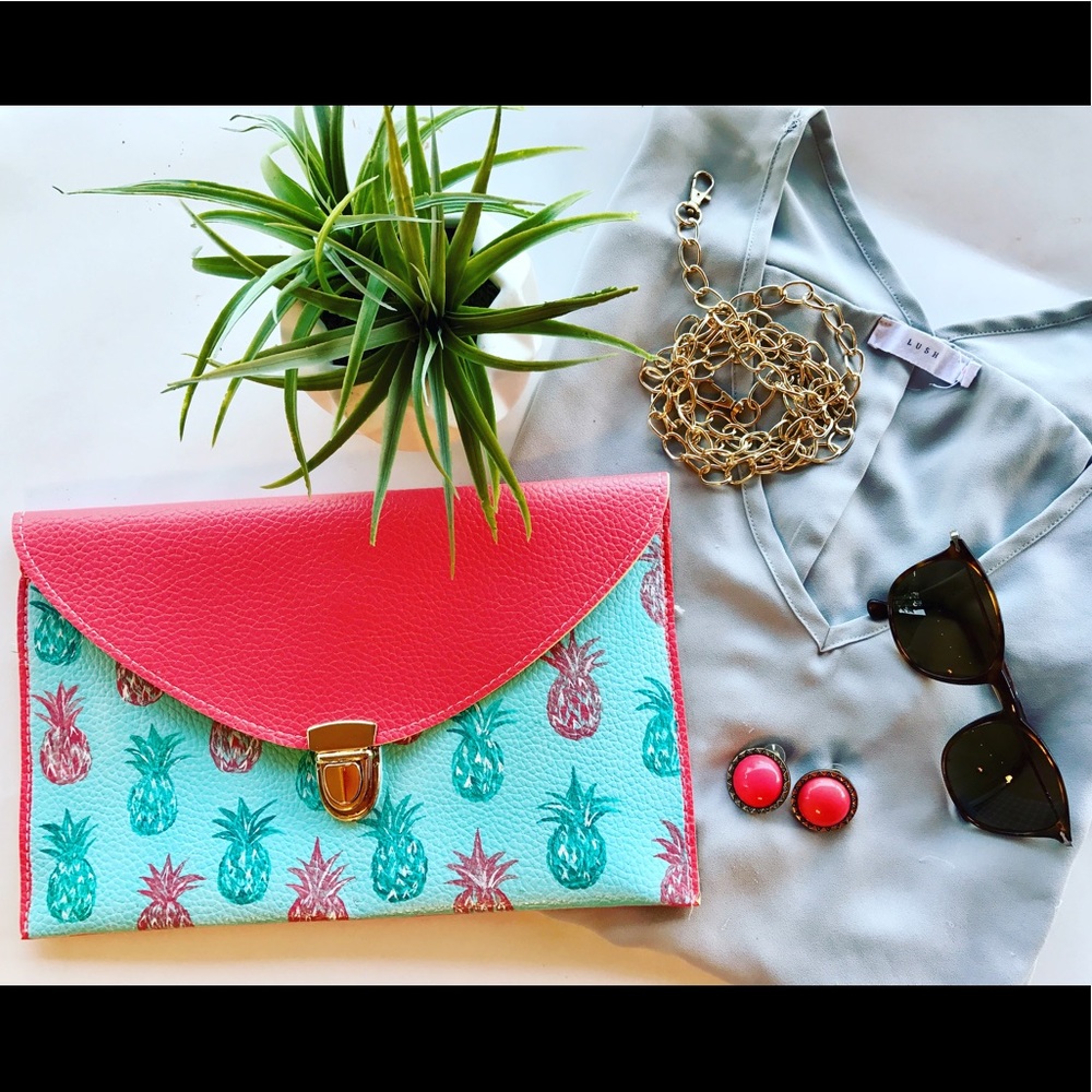 Pink & Blue Pineapple Clutch $45