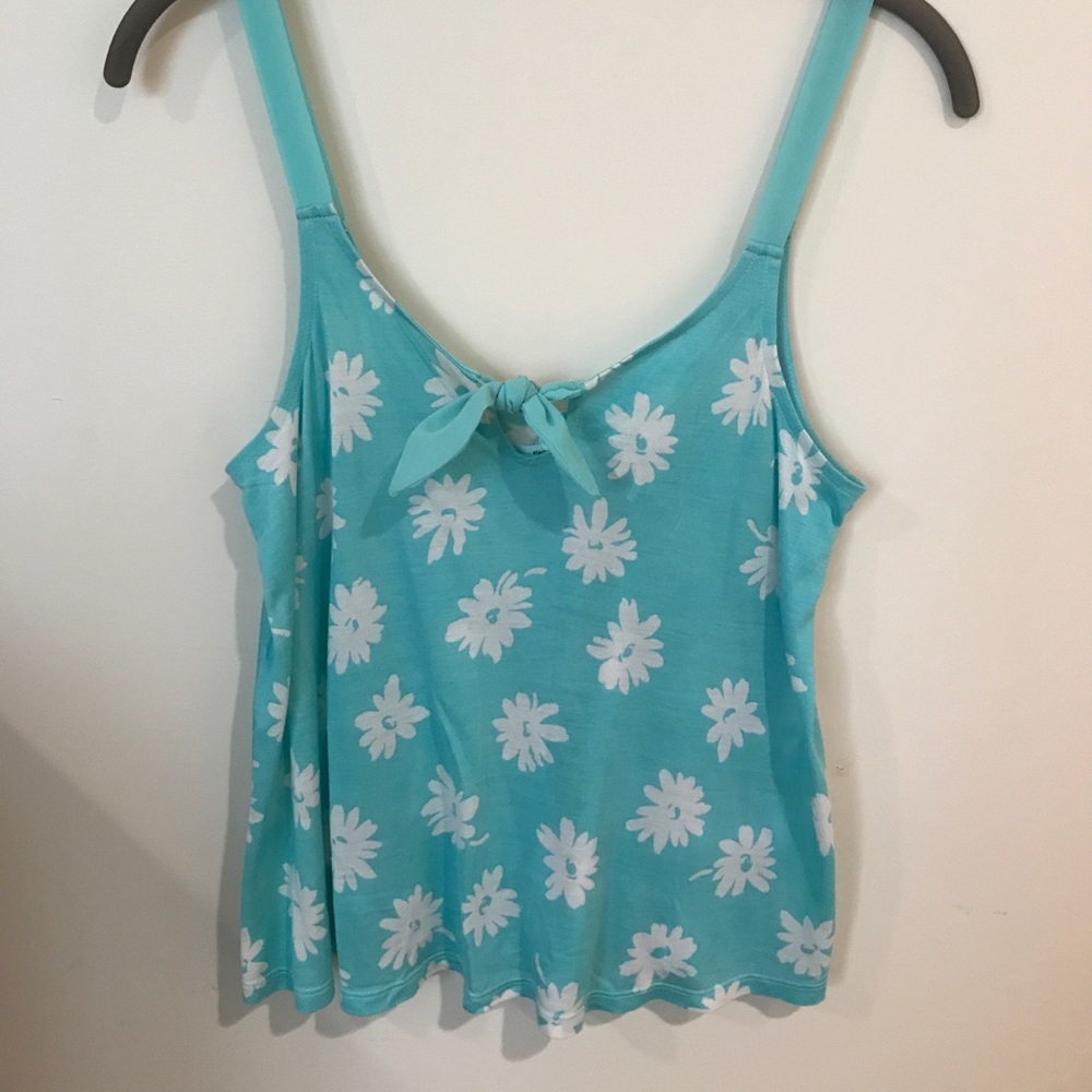 Aqua and white floral top