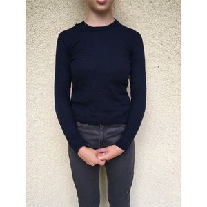 Beautiful Fitted Navy Merino Wool Sweater