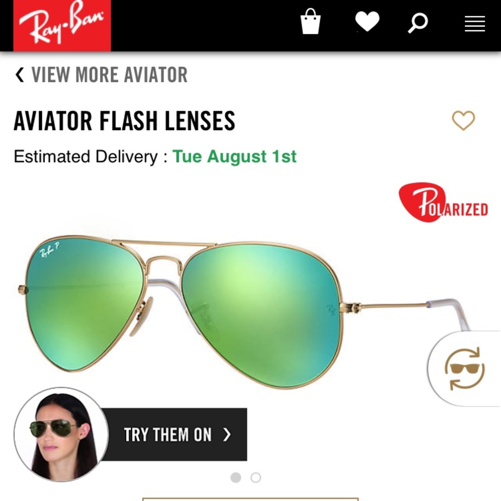 Ray-Ran Green/Gold Polarized Aviator Sunglasses