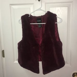 Maroon faux fur Me Jane vest