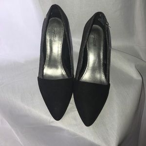 Black and bronze heels