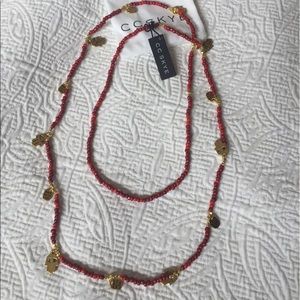 CCSKYE Bali Antique Gold Red Coral Beaded Necklace
