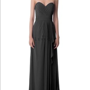 Bill Levkoff black strapless chiffon gown