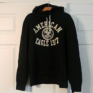 Mens Black American Eagle Hoodie