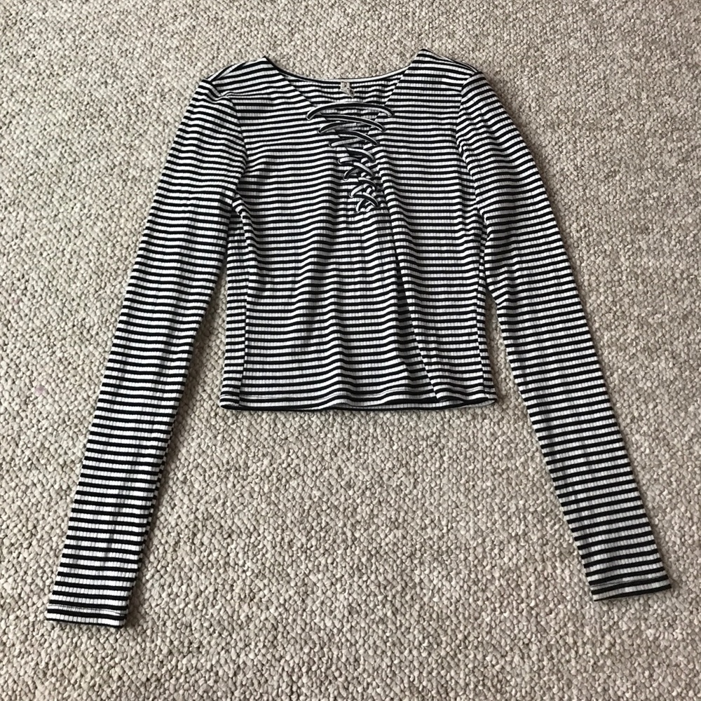 LF Emma&Sam striped lace up shirt