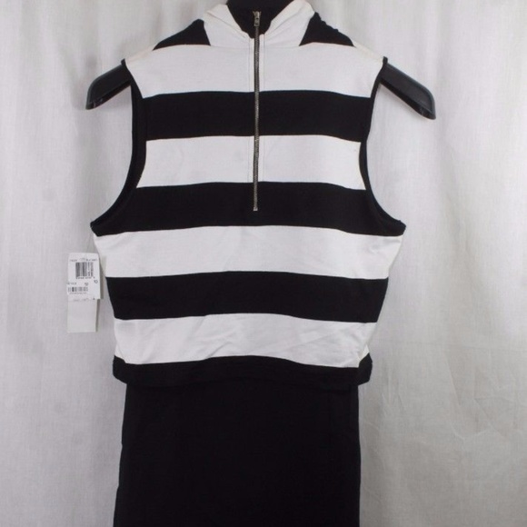 FRENCH CONNECTION BLACK WHITE A-LINE DRESS SIZE 10 - Picture 7 of 8