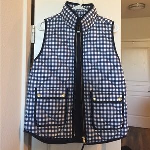 J. Crew Gingham Puffer Vest